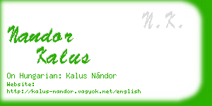 nandor kalus business card